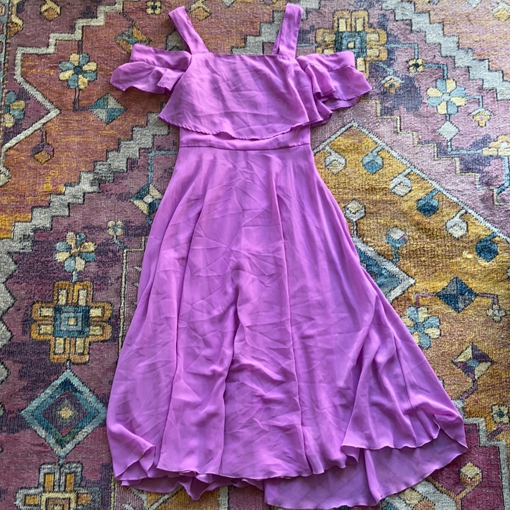 ASOS lavender midi dress off the shoulder